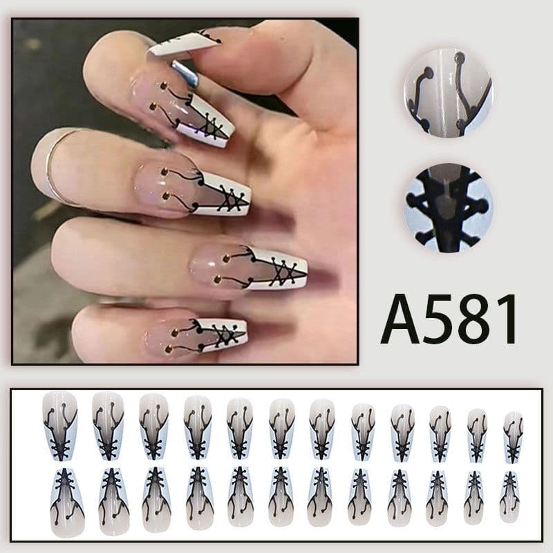 image-Winter fresh and simple pure lust style bride dance wear nails rainbow love rose fake nails wholesale