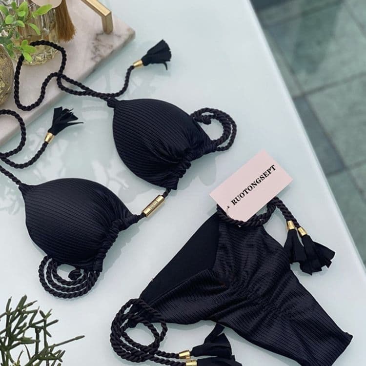 image-2022 New Backless Braided Rope Bikini Triangle Swimsuit European and American Multicolor Swimwear Spot Factory Wholesale