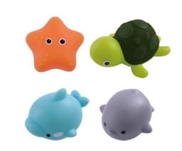 image-Cross-border induction light-emitting animal floating water light net fishing fish play water toy children's baby bath vinyl toy