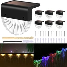 image-LED Solar RGB Colorful Warm White Staircase Light Outdoor Garden Garden Decoration Steps Fence Fence Wall Light