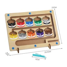 image-Wooden Magnetic Counting Color Sorting Game for Kids, 27.6x20.6x2.6cm