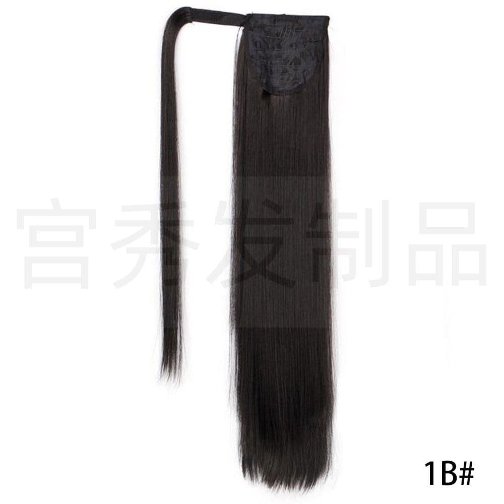 image-European and American wig ponytail straight hair extension Velcro chemical fiber ponytail female wig ponytail hair