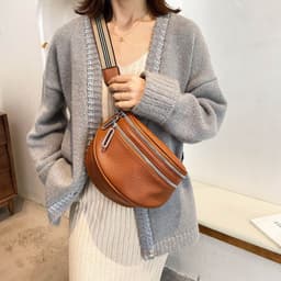 image-PU Shoulder Bag - Brown Crossbody Messenger Bag