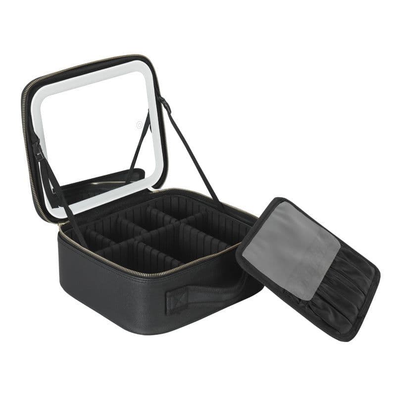 image-Cosmetic Bag with Mirror LED Light - Black