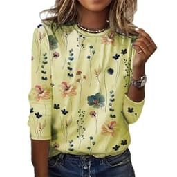 image-Juya 3D Floral Print Long-Sleeve T-Shirt - 6XL Women's Western Style