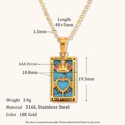 image-Ding Ran 18K Gold-Plated Zircon Tarot Necklace - Fashion Geometry 41cm-50cm