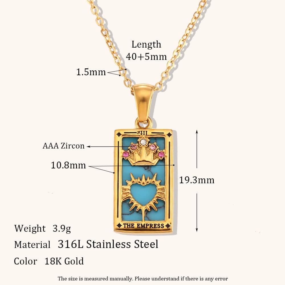 image-Ding Ran 18K Gold-Plated Zircon Tarot Necklace - Fashion Geometry 41cm-50cm