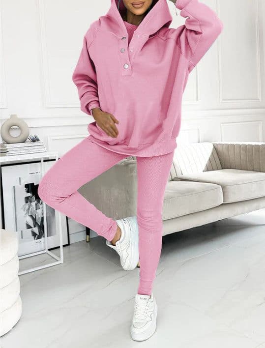 image-Women's 2024 Slim Hooded Sweatshirt Three-Piece Set