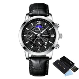 image-BINBOND B6187 Quartz Chronograph Watch - Black 42mm