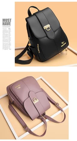 image-Large Capacity 2022 PU Leather Backpack - Street Fashion Travel Bag
