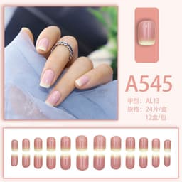 image-Summer fresh, sweet and cool style manicure, wearable nail pieces, French line blending, removable fake nail pieces, finished products wholesale