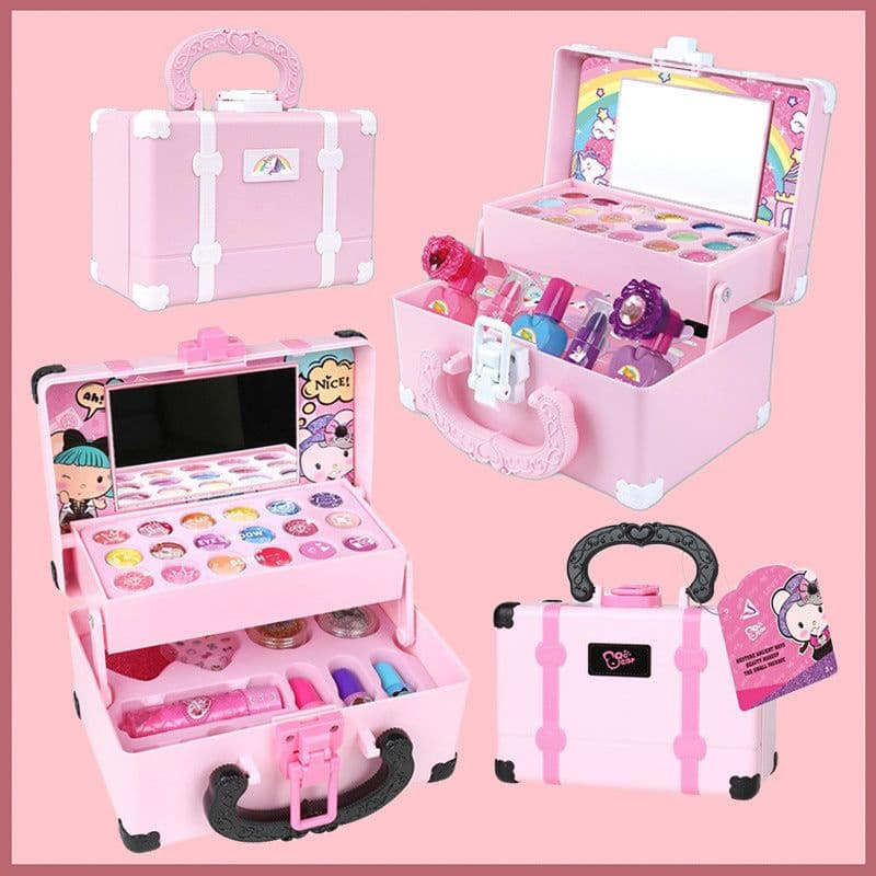 image-Cross-border children's cosmetics toys 68927 princess nail polish handbag Amazon girls makeup box gift