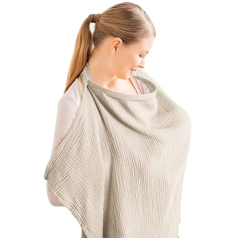 image-Nursing Cover Shawl - Cotton Breastfeeding Towel