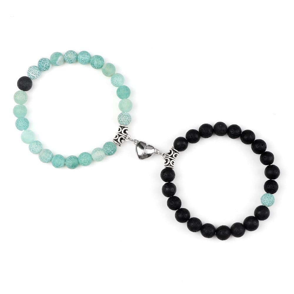 image-Turquoise Couple Bracelet - Magnetic Heart Charm Unisex