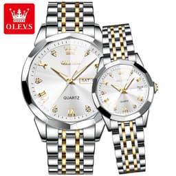 image-OLEVS Couple Watches Stainless Steel Quartz 30M