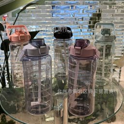 image-Factory direct sales 2L large-capacity transparent high-value ton-ton cup outdoor straw cup Christmas gift net red plastic cup