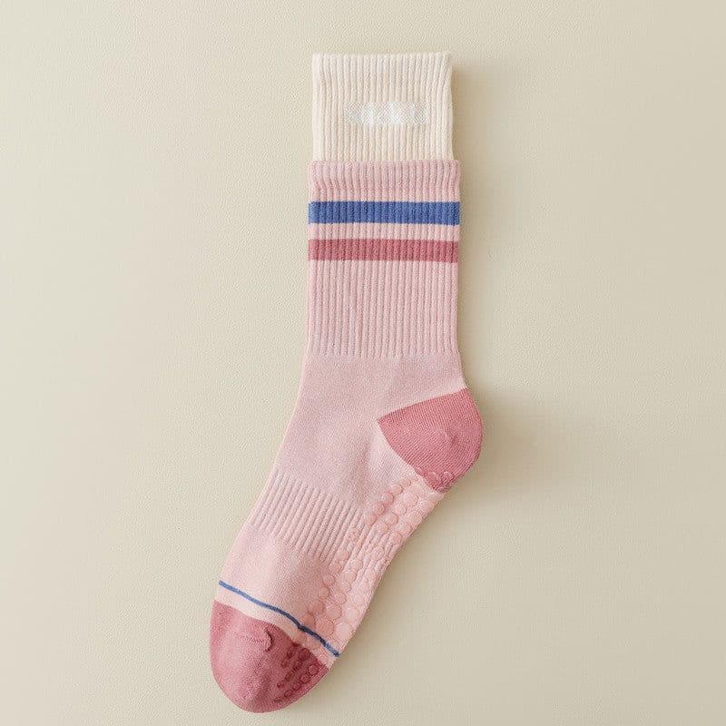 image-Women's Yoga Socks - Purple Cotton Mid-Tube Non-Slip