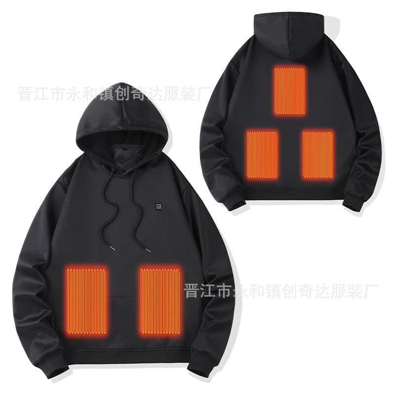 image-2023 Men's USB 5 Zone Heating Sweatshirt - Warm Outdoor Electric Hoodie