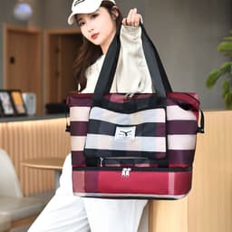 image-Sports Fitness Bag With Independent Shoe Compartment Dry Wet Separation Travel