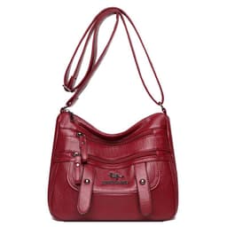 image-Purple PU Leather Shoulder Bag - Medium Square