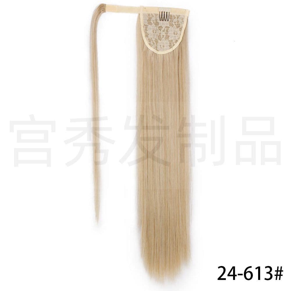 image-European and American wig ponytail straight hair extension Velcro chemical fiber ponytail female wig ponytail hair