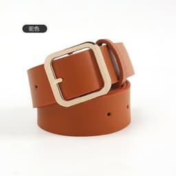 image-Women's Belt Brown Imitation Leather Square Buckle