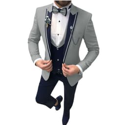 image-Cross-border new men's suit three-piece lapel slim wedding groom best man suit men's suit