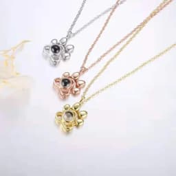 image-100 Languages Projection Necklace Pet Paw Print Pendant Personalized Color Map