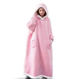 image-Winter blanket extra long vertical pocket fleece lazy blanket flannel lambswool TV TV blanket bathrobe