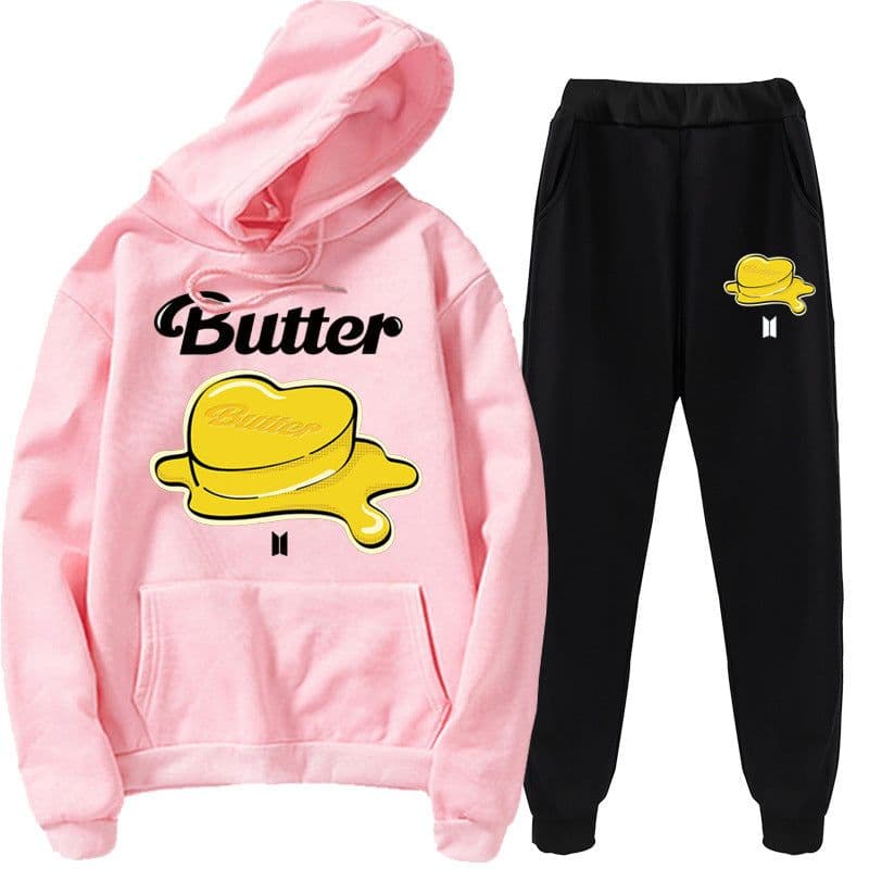image-kpop new hooded suit men and women butter tubber sweater + sweatpants men's pullover hoodie pants