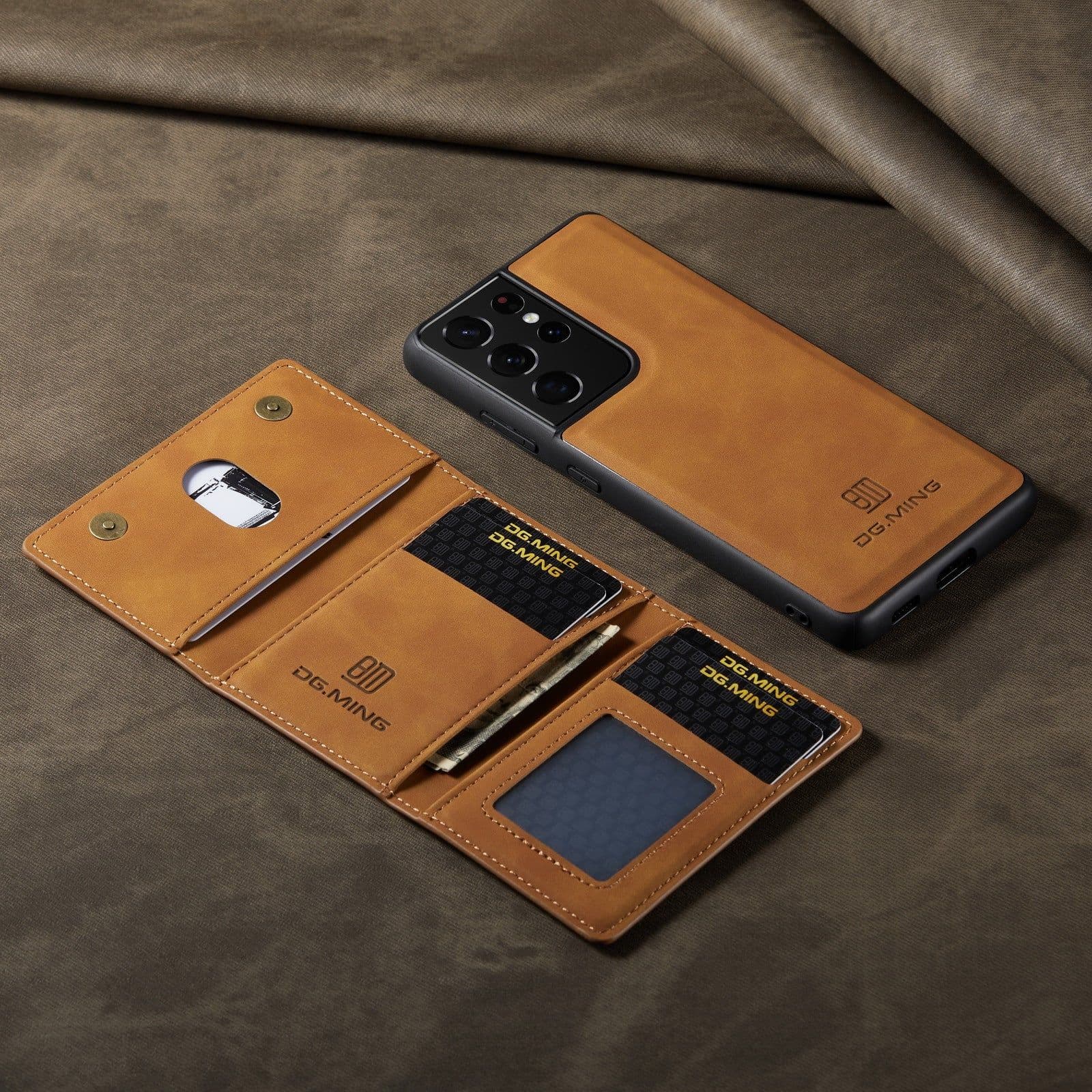 image-Factory direct M2 suitable for Samsung S21 Ultra magnetic suction card phone case S23 Ultra protective leather case