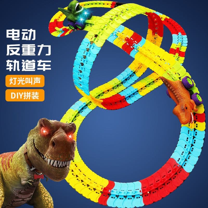 image-Dinosaur Track Car Toy - Anti-Gravity Light Music