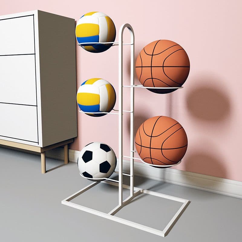 image-Five-layer basketball stand, three-layer and four-layer assembled ball rack, wrought iron rust-resistant storage rack, storage rack for organizing sports equipment