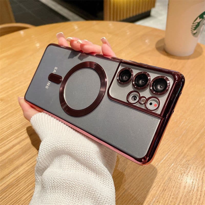 image-Samsung S24Ultra Magnetic Phone Case - Crimson Red TPU Dustproof