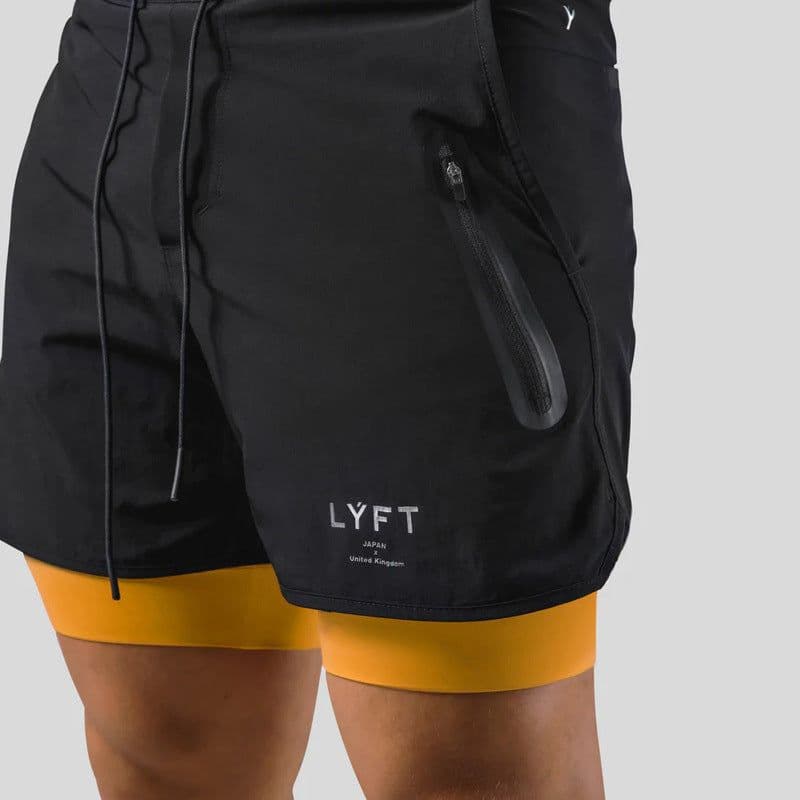 image-Summer LYFT new men's sports and leisure shorts double-layer fake two-piece basketball fitness perspiration quick-drying shorts