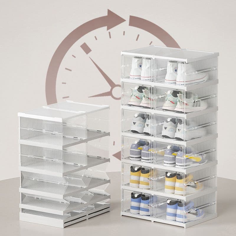 image-installation-free folding aj shoe storage box home simple combination shoe cabinet plastic dust-proof transparent shoe box