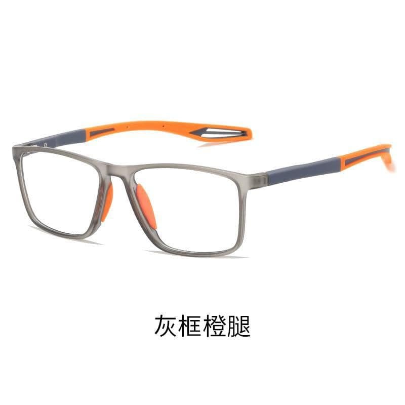 image-Anti-Blue Light TR90 Sports Reading Glasses - Large Frame, Gray/Orange