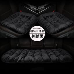 image-Plush winter car seat cushion three pieces down cotton full car cover cushion cover thick universal car cushion wool cushion winter