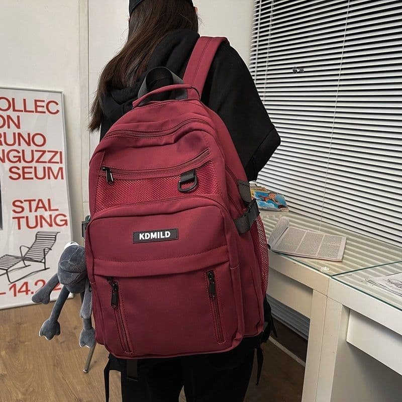 image-Khaki Nylon Backpack 36-55L Unisex School Bag