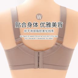 image-Large size thin section no steel ring comfortable breathable adjustable underwear big breasts show small side gathered mother's bra