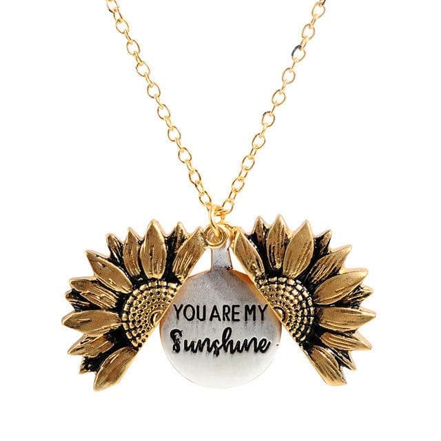 image-Sunflower double lettering necklace Alloy flower short clavicle chain you are my sunshine manufacturer