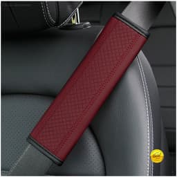 image-Fiber Leather Embossed Car Seat Belt Shoulder Cover