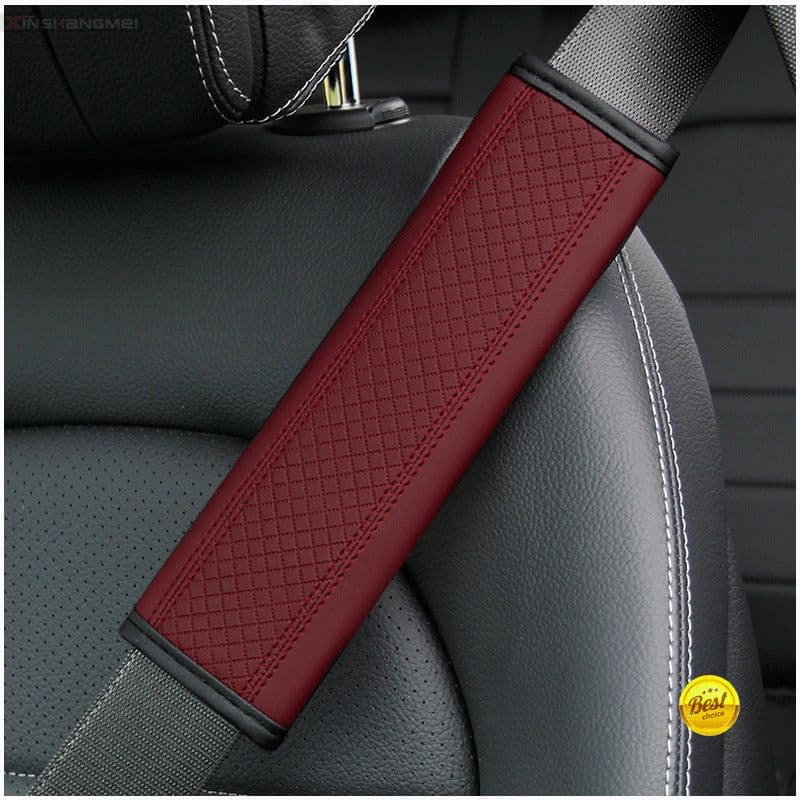 image-Fiber Leather Embossed Car Seat Belt Shoulder Cover