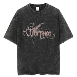 image-Black Cartoon T-Shirt, Breathable, XXXL, Loose Fit, Men's