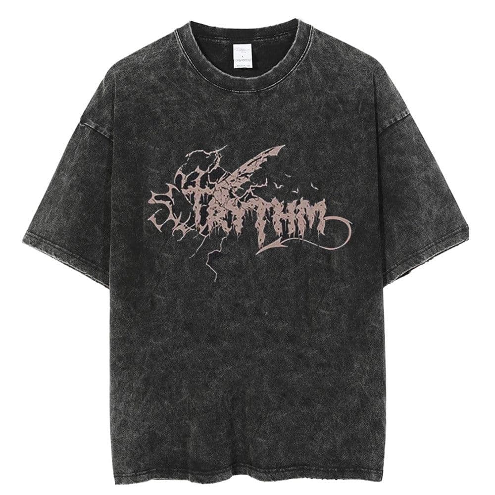 image-Black Cartoon T-Shirt, Breathable, XXXL, Loose Fit, Men's