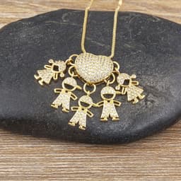 image-Children's Number Pendant Necklace - 18k Gold Plated Copper