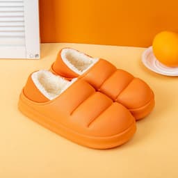 image-Waterproof Cotton Slippers Women Winter Bag Heel Home Furnishing Plush Thick Bottom Indoor Confinement Warm Cotton Shoes Men Wholesale