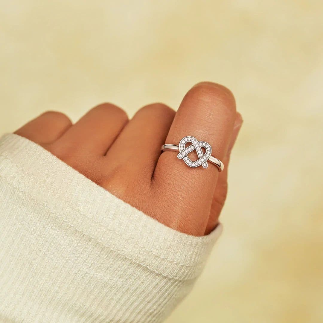 image-Love-Shaped Adjustable Fashion Ring - European/American Style (65 characters)