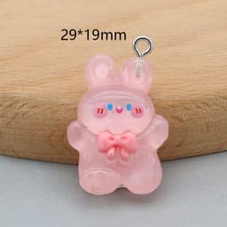 image-Resin Bear Rabbit Kitten Keychain - White