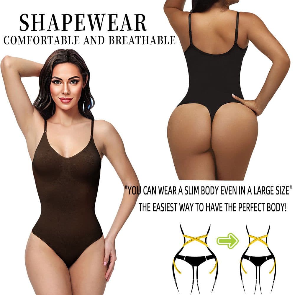 image-Nigar Seamless Shaping Bodysuit - Black Thong